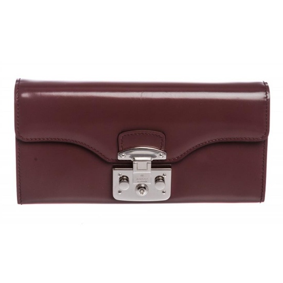 Gucci Purple Leather Padlock Continental Wallet