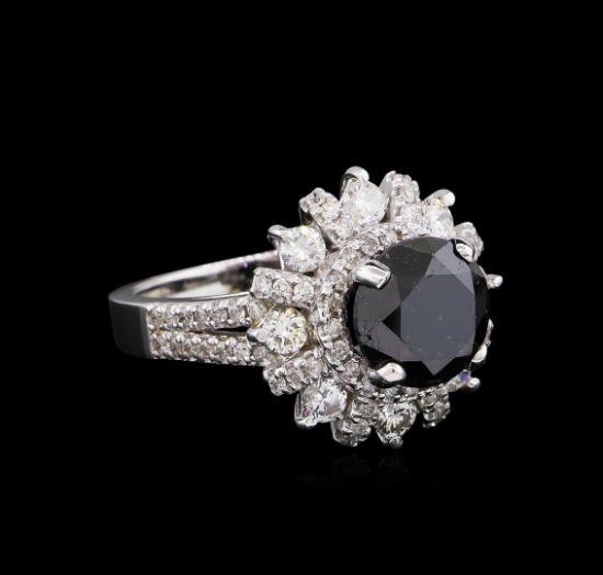 4.24 ctw Fancy Black Diamond Ring - 14KT White Gold