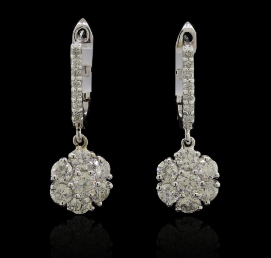 1.58 ctw Diamond Earrings - 14KT White Gold