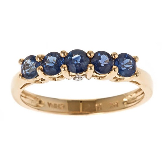 1.04 ctw Sapphire and Diamond Ring - 14KT Yellow Gold