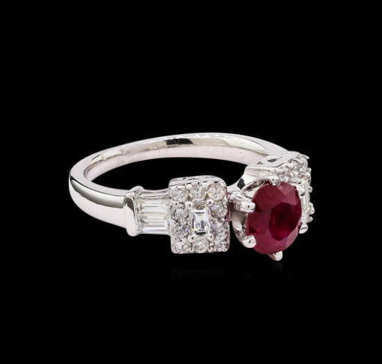 1.37 ctw Ruby and Diamond Ring - 18KT White Gold