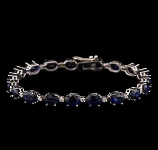 14KT White Gold 16.95 ctw Sapphire and Diamond Bracelet