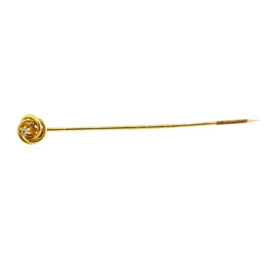 0.02 ctw Diamond Stick Pin - 14KT Yellow Gold