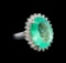 GIA Cert 8.68 ctw Emerald and Diamond Ring - 14KT White Gold