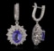 14KT White Gold 7.46 ctw Tanzanite and Diamond Earrings