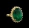 14KT Yellow Gold 9.11 ctw Emerald and Diamond Ring