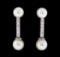 0.30 ctw Diamond and Pearl Dangle Earrings - 14KT White Gold