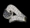 0.90 ctw White and Black Diamond Ring - 14KT White Gold