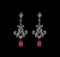 2.29 ctw Ruby and Diamond Earrings - 18KT Two-Tone Gold