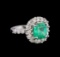 2.78 ctw Emerald and Diamond Ring - 14KT White Gold