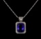 18KT White Gold GIA Certified 16.95 ctw Tanzanite and Diamond Pendant With Chain