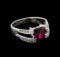 2.00 ctw Rubellite and Diamond Ring - 18KT White Gold