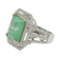 14KT White Gold GIA Certified 11.28 ctw Emerald and Diamond Ring