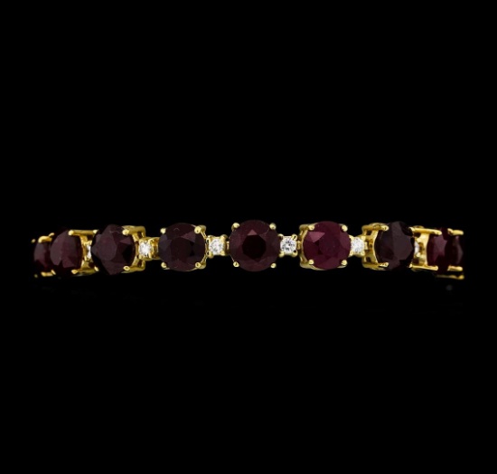 44.63 ctw Ruby and Diamond Bracelet - 14KT Yellow Gold