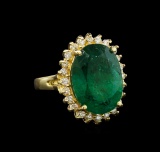 14KT Yellow Gold 9.11 ctw Emerald and Diamond Ring
