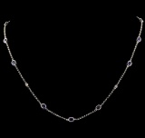 1.98 ctw Blue Sapphire and Diamond Necklace - 18KT White Gold