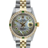 Rolex Two-Tone Diamond and Emerald DateJust Men's Watch