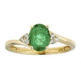 1.16 ctw Emerald and Diamond Ring - 14KT Yellow Gold