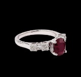 1.52 ctw Ruby and Diamond Ring - 18KT White Gold