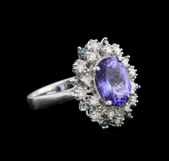 3.40 ctw Tanzanite and Diamond Ring - 14KT White Gold