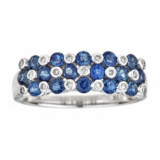 1.49 ctw Sapphire and Diamond Ring - 10KT White Gold