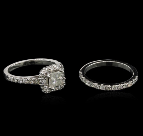 1.50 ctw Diamond Wedding Ring Set - 14KT White Gold