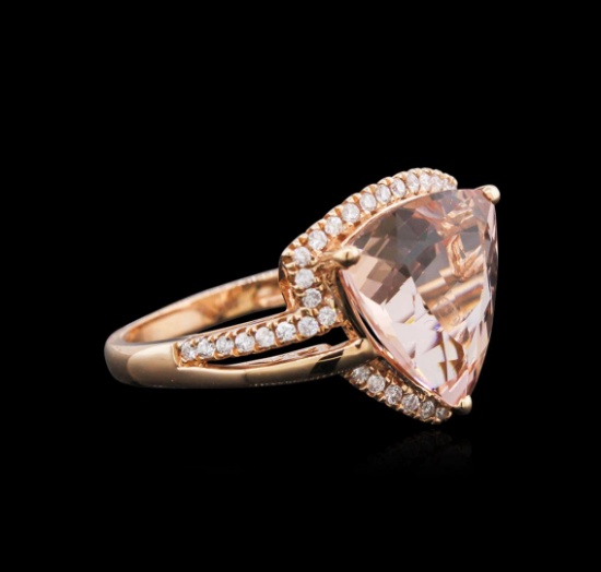 14KT Rose Gold 7.68 ctw Morganite and Diamond Ring