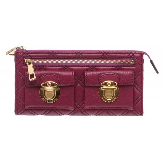 Marc by Marc Jacobs Purple Quilted Leather Long Zipper Wallet