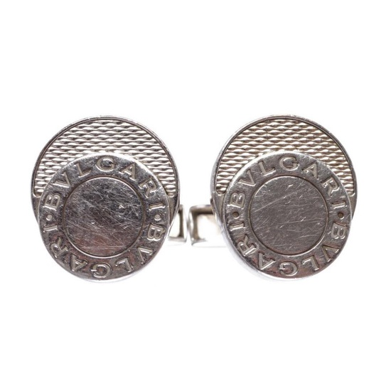 Bvlgari Silver 925 Logo Cufflinks