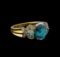 4.19 ctw Blue Zircon and Diamond Ring - 14KT Yellow Gold