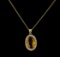 4.08 ctw Citrine and Diamond Pendant With Chain - 14KT Yellow Gold
