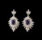 14KT White Gold 1.86 ctw Sapphire and Diamond Earrings