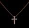 0.30 ctw Diamond Cross Pendant With Chain - 14KT Rose Gold