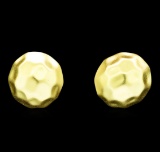 Hammered Button Stud Earrings - Gold Plated