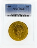 1904 $20 Liberty Head Double Eagle Gold Coin PCGS MS64+
