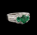 14KT White Gold 1.06 ctw Emerald and Diamond Ring