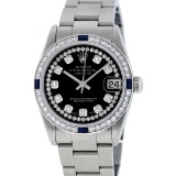 Rolex Stainless Steel Diamond and Sapphire DateJust Midsize Watch