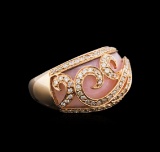 14KT Rose Gold 3.85 ctw Pink Opal and Diamond Ring
