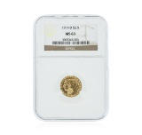1914-D NGC MS63 $2.50 Indian Head Quarter Eagle Gold Coin