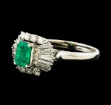 0.72 ctw Emerald and Diamond Ring - Platinum