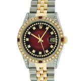Rolex Two-Tone 1.65 ctw Diamond and Ruby DateJust Men's Watch