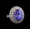 9.23 ctw Tanzanite and Diamond Ring - 14KT White Gold