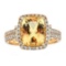 3.51 ctw Beryl and Diamond Ring - 14KT Yellow Gold