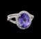 4.70 ctw Tanzanite and Diamond Ring - 14KT White Gold