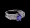 0.67 ctw Tanzanite and Diamond Ring - 14KT White Gold