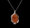 10.00 ctw Citrine and Diamond Pendant With Chain - 14KT White Gold