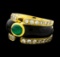0.86 ctw Emerald and Diamond Ring - 18KT Yellow Gold