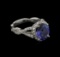 3.03 ctw Tanzanite and Diamond Ring - 14KT White Gold