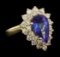 3.15 ctw Tanzanite and Diamond Ring - 14KT Yellow Gold