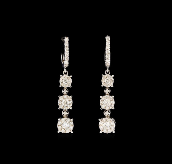 14KT White Gold 0.99 ctw Diamond Earrings
